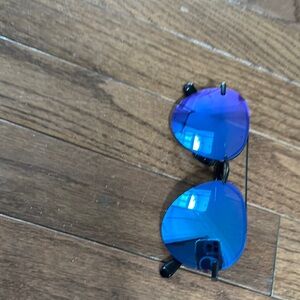 DIFF Blue Reflective Aviator Sunglasses